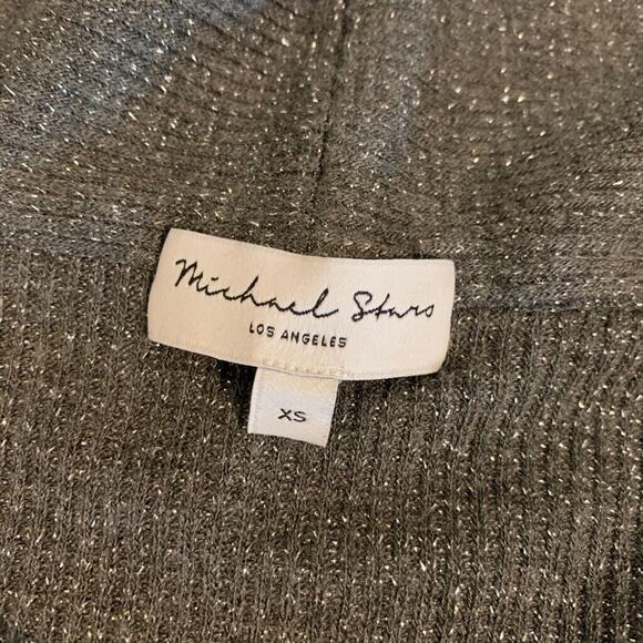 Michael Stars Cardigan Womens XS Extra Small Gray Silver Metallic Open Front - Picture 9 of 12